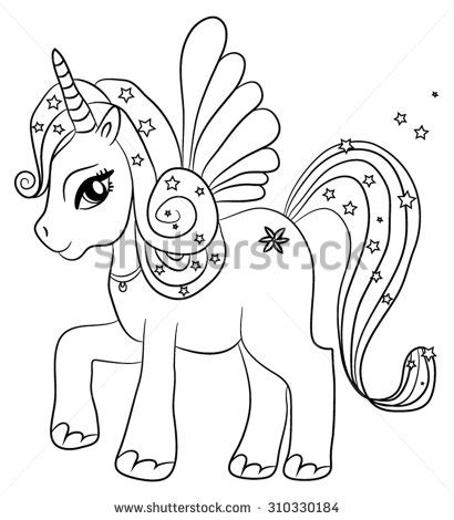 Cute cartoon fairytale unicorn   coloring page for kids ...