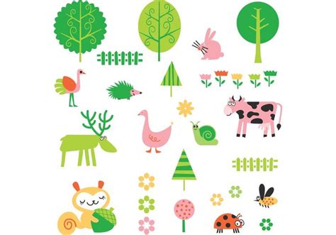 Cute Cartoon Plant and Animal Vector Pack   Download Free ...