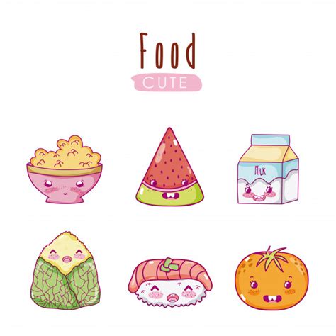 Cute dibujos animados kawaii comida | Descargar Vectores ...