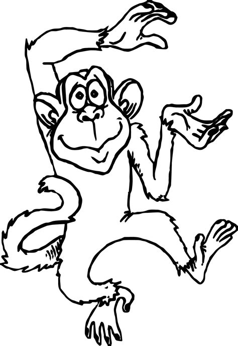 Cute Monkey Cartoons Monkey Coloring Page | Wecoloringpage.com