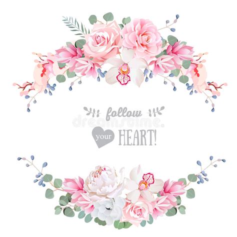 Cute Wedding Floral Vector Design Frame. Rose, Peony ...