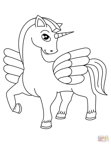 Cute Winged Unicorn coloring page | Free Printable ...