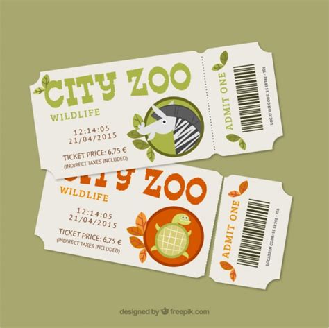 Cute zoo tickets with a zebra and a turtle Vector | Free ...