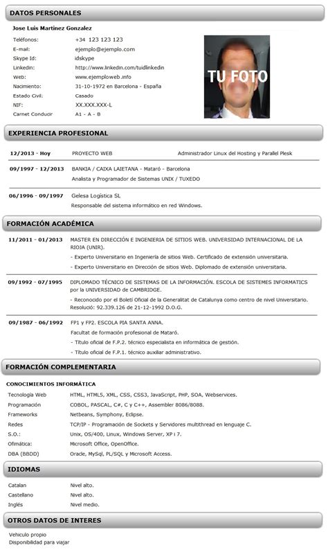 CV Informático   Ejemplo Currículum
