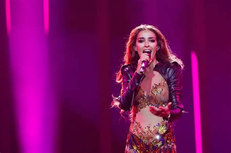 Cyprus: Eleni Foureira whips her hair back during sizzling ...