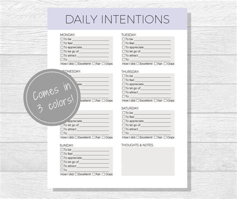 Daily Intentions Printable, Daily Affirmations, Daily Goal ...