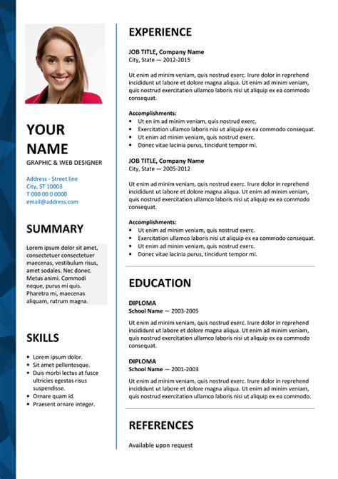 Dalston Free Resume Template Microsoft Word Blue Layout ...
