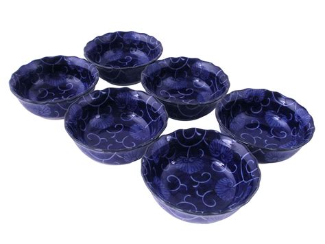 Dark Blue and White Moonflower Japanese Soy Sauce Dishes ...