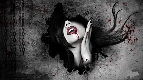 Dark horror fantasy art gothic women vampires blood face ...