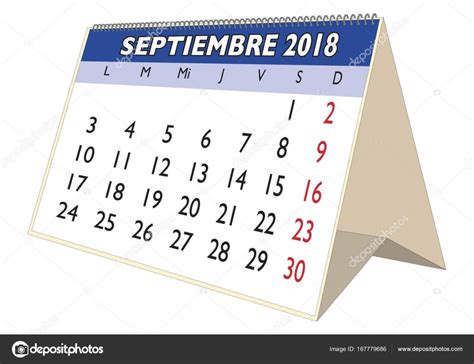 De 2018 septiembre calendario de escritorio en Español de ...