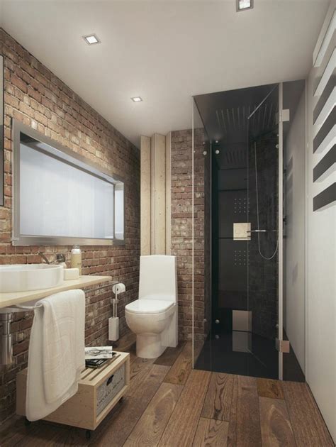 Decoracion baños con paredes de ladrillo y diseño moderno