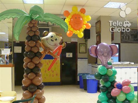 Decoración con globos para cumpleaños con temática selva ...