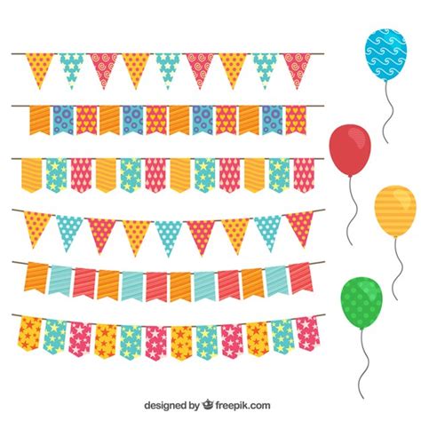 Decoración de cumpleaños con banderines y globos ...