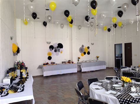 Decoración fiesta blanco y negro/ party yellow / party ...