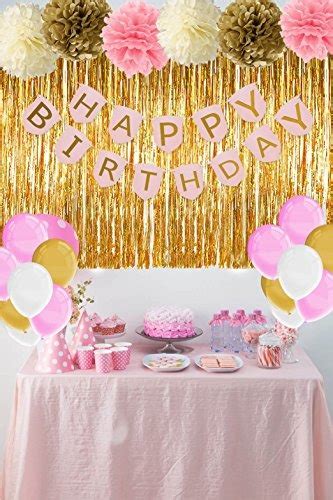 Decoraciones De Cumpleaños De Color Rosa Y Dorado Con ...