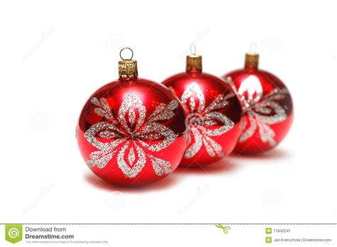 Decoraciones De La Navidad   Tres Bolas Rojas En Fila ...
