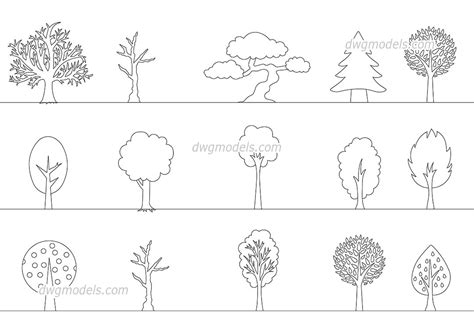 Decorative Trees AutoCAD blocks, CAD drawings download