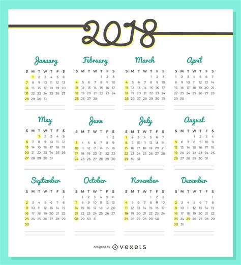 Delicate 2018 calendar design   Vector download