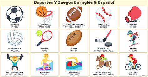 Deportes y juegos en inglés y Español   Vocabulario de los ...
