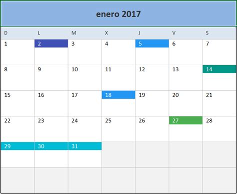 Descarga el Calendario 2017 en Excel   Excel Total