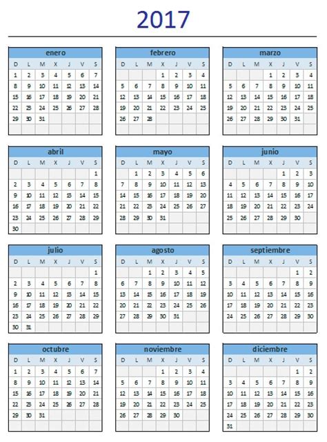 Descarga el estupendo calendario 2017 de Excel Total