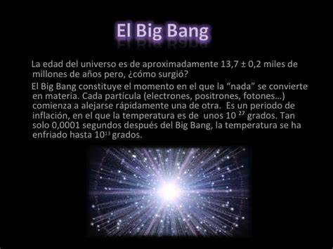 Desde el big bang hasta formación de la tierra
