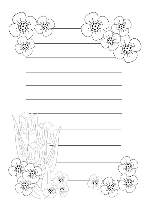 Desenho de Papel de carta com bonitas flores para colorir ...
