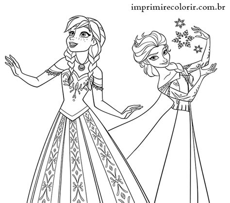 Desenhos de Pintar Imprimir e Colorir | Elsa e Anna