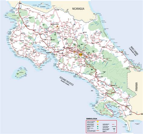 Detailed road map of Costa Rica. Costa Rica detailed road ...