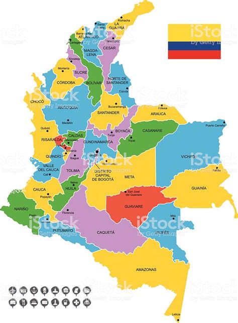 Detailed Vector Map Of Colombia Stock Vector Art & More ...