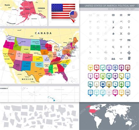 Detallado mapa político de Estados Unidos con sus Estados ...