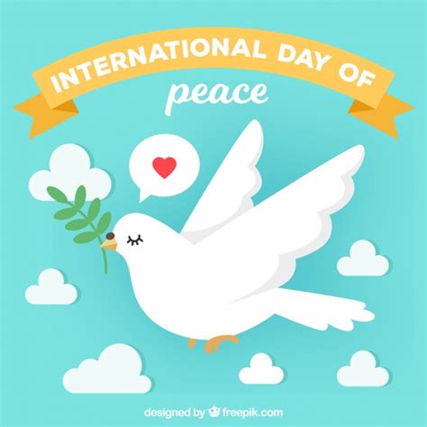 Día internacional de la paz, paloma con una rama de olivo ...