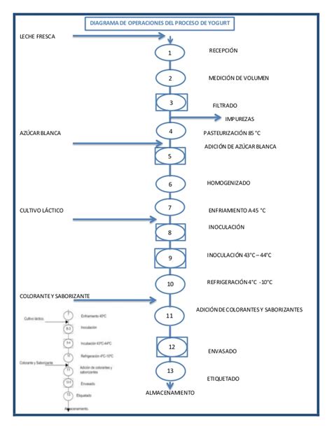 Diagrama de operaciones del proceso de yogurt