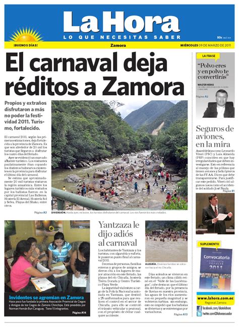 Diario La Hora Zamora 09 de Mar de 2011 by Diario La Hora ...