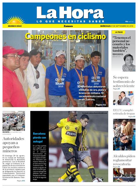 Diario La Hora Zamora 1 de Septiembre de 2010 by Diario La ...
