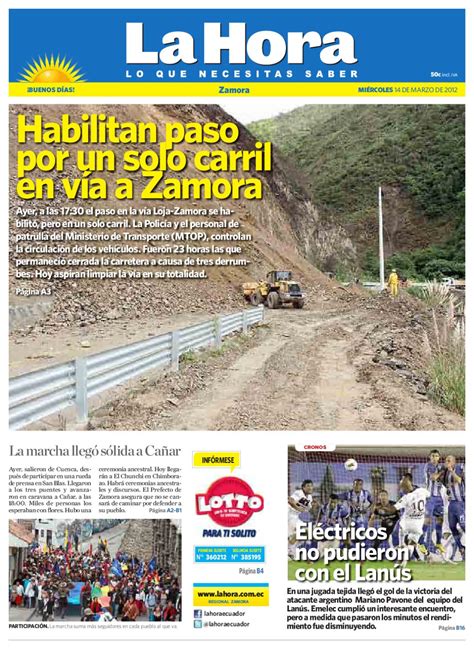 Diario La Hora Zamora 14 de Marzo 2012 by Diario La Hora ...