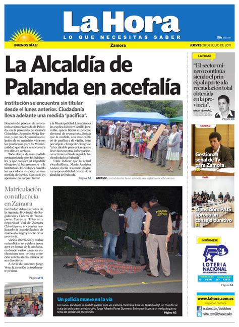 Diario La Hora Zamora 28 de julio 2011 by Diario La Hora ...
