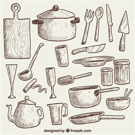 Dibujado a mano utensilios de cocina | Descargar Vectores ...