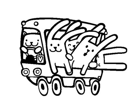 Dibujo de Autobús de los conejos para Colorear   Dibujos.net
