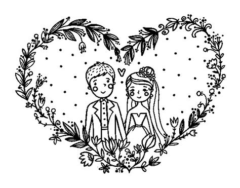 Dibujo de Boda corazón para Colorear   Dibujos.net