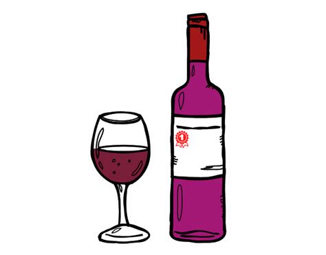 Dibujo de Botella de vino y copa pintado por en Dibujos ...