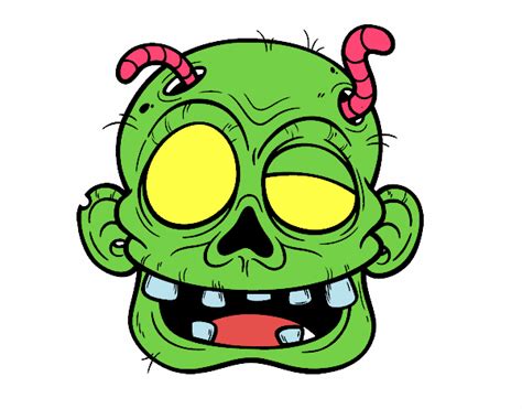 Dibujo de Cara de zombie con gusanos pintado por en ...