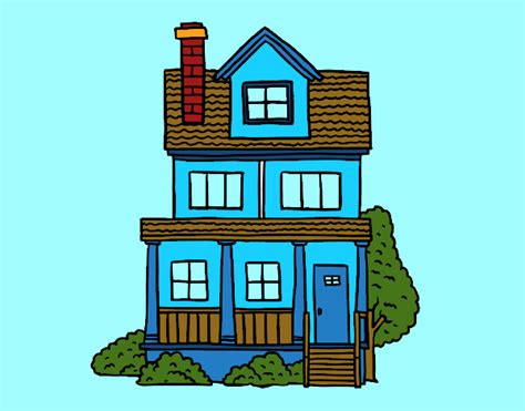 Dibujo de Casa de dos pisos con buhardilla pintado por en ...