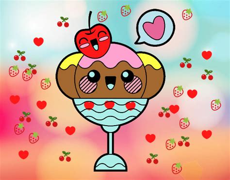 Dibujo de Copa de helado kawaii pintado por en Dibujos.net ...