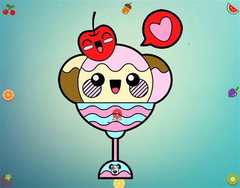 Dibujo de Copa de helado kawaii pintado por en Dibujos.net ...