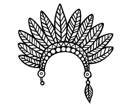 Dibujo de Corona de plumas de jefe indio para Colorear ...