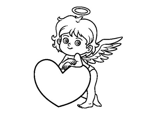 Dibujo de Cupido y un corazón para Colorear   Dibujos.net