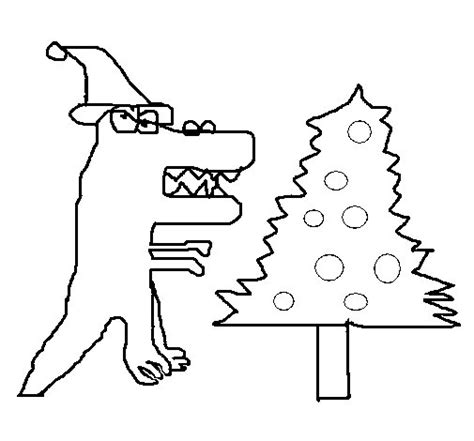 Dibujo de Dinosaurio en Navidad para Colorear   Dibujos.net