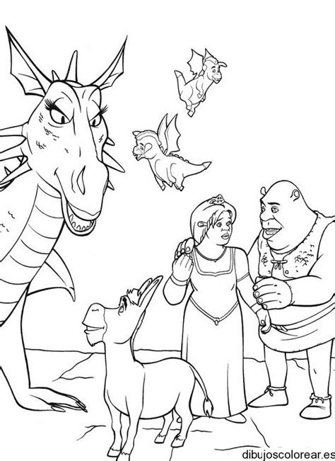 Dibujo de Fiona y Shrek con Burro