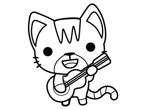 Dibujo de Gato guitarrista para Colorear   Dibujos.net